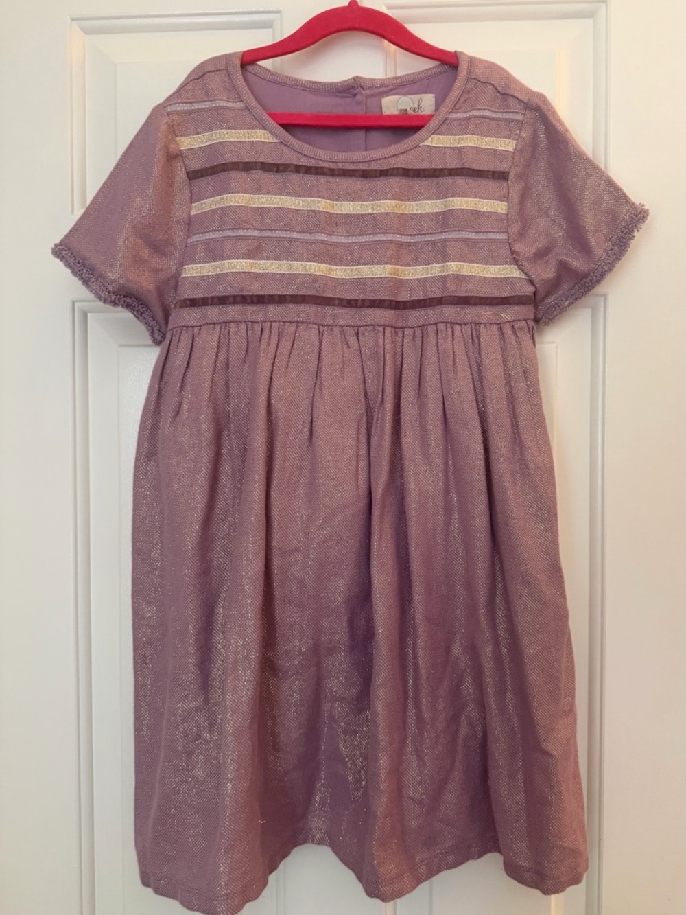 Peek Lilac Shimmer Stripe Short Sleeve Dress